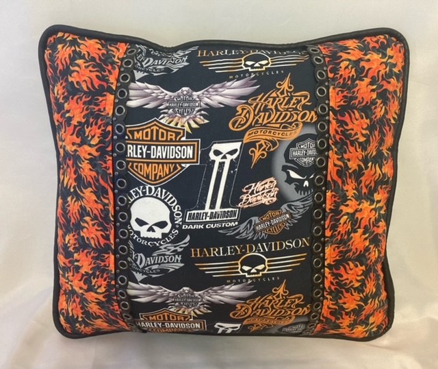 Harley Davidson Handmade Decorative Pillow Pink Ribbon Riders
